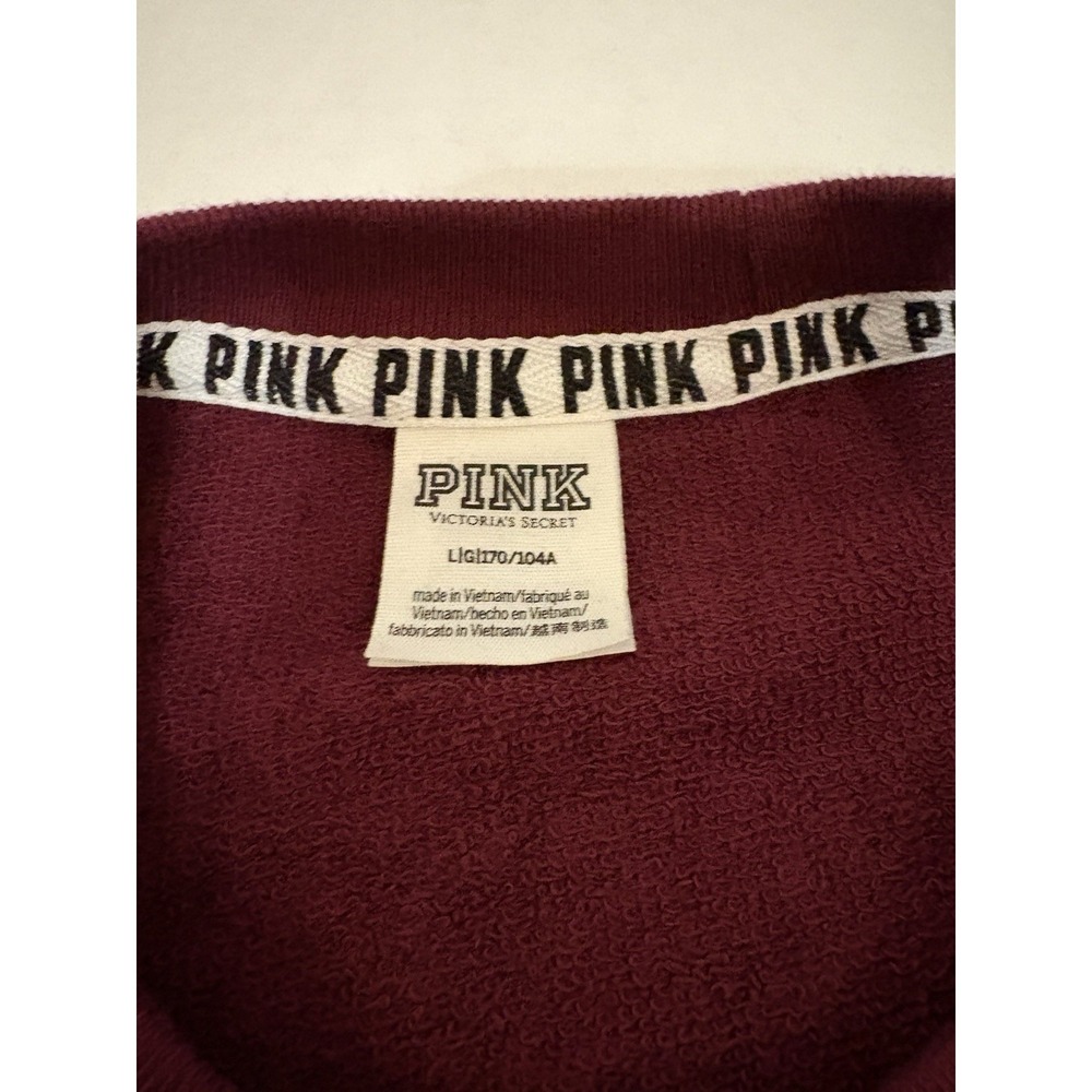 PINK Victoria's Secret Crop Sweatshirt Red Black Women's Large - Picture 2 of 10